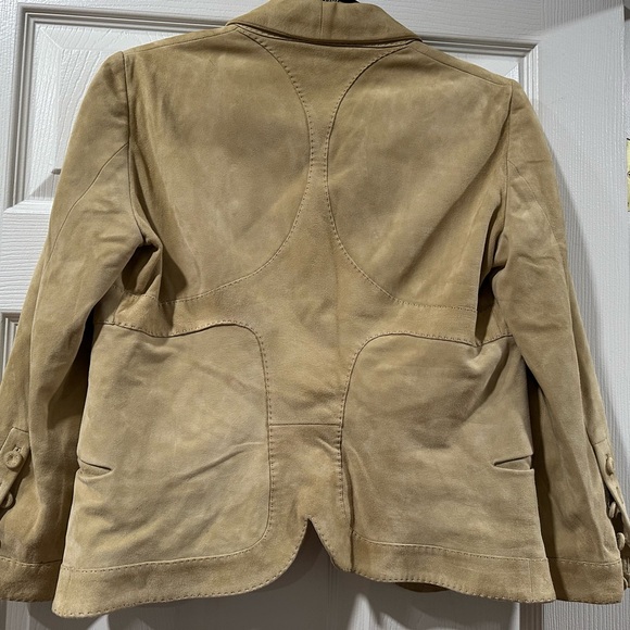 ALEXANDER MCQUEEN Peplum Leather Blazer in Neutral Tan Size 40 - Picture 5 of 10